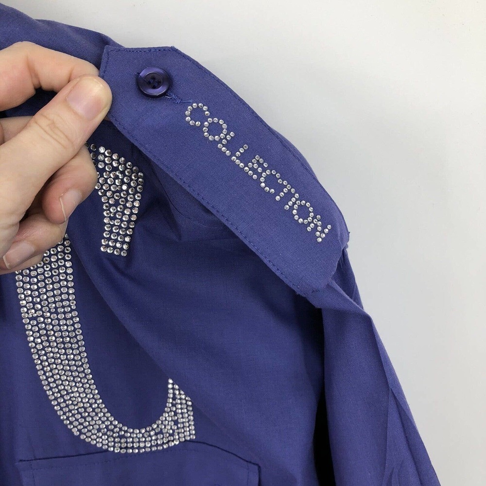 GB Design Lab Men’s Button Up Shirt Size 2XL DC Bejeweled Utility Beaded Purple - Picture 5 of 12
